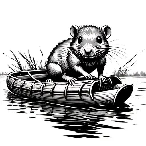 cute River Rat floating on raft tattoo design idea