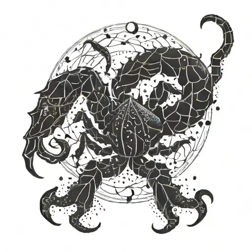 A detailed Scorpio constellation intertwined with traditional Irish symbols tattoo design idea