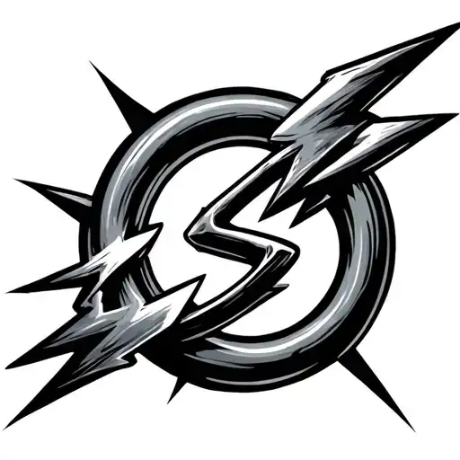 circle hook coming out of lightening bolt tattoo design idea