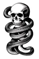 skull & snakes wrapped together tattoo design idea
