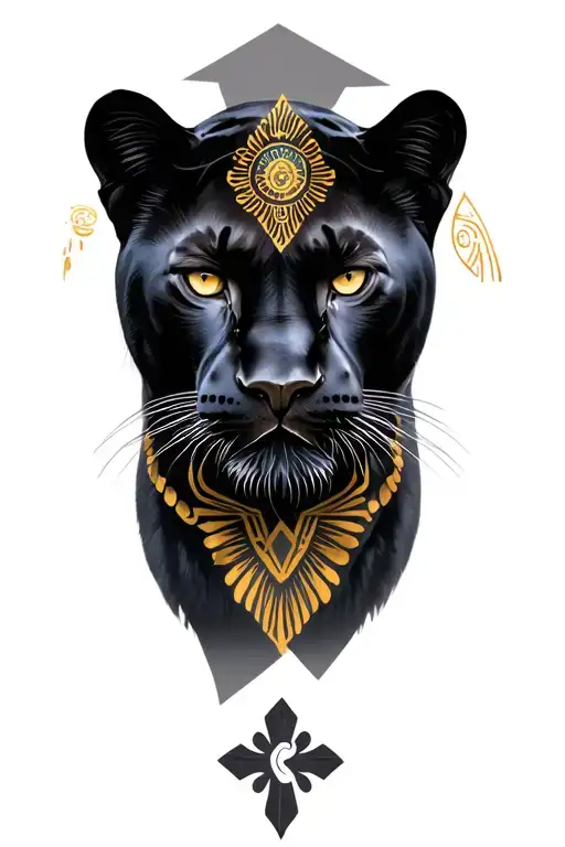 ethiopian cross with a black panther tattoo design idea