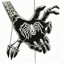 skeleton hand with puppet strings transforming into a spiders web coming from the spider tattoo design idea