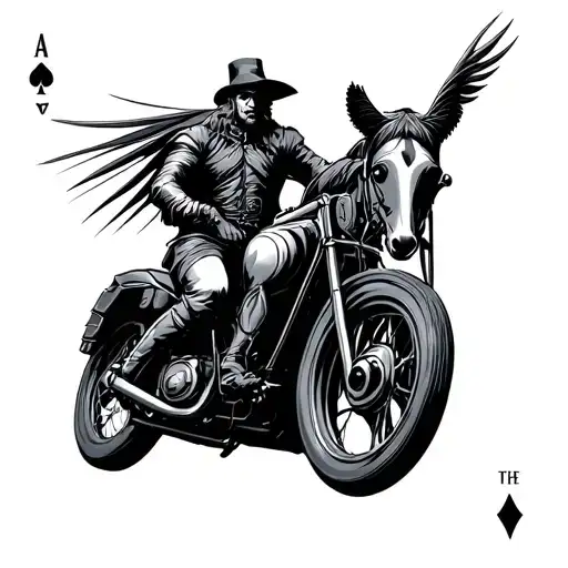 7 And 2 Card "The Rider" tattoo design idea