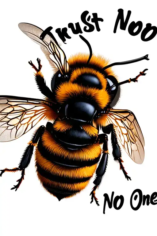 "Trust No One" "Trust No One" Queen Bee flying tattoo design idea