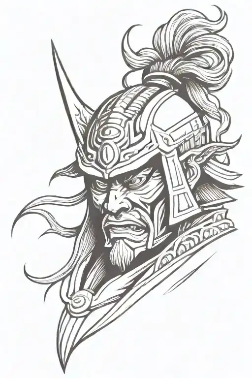 Japanese samurai warrior demon face tattoo design idea