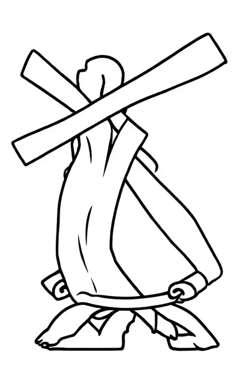 cross with karate black belt tattoo design idea