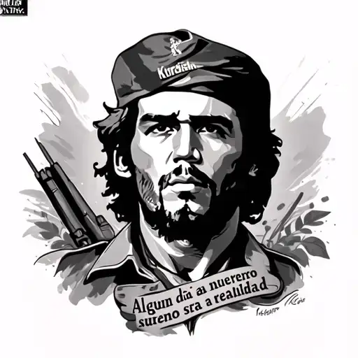 che guevara with Kurdistan and "Algún día nuestro sueño se hará realidad" tattoo design idea
