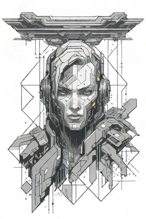 cyberpunk 2077 geometrical tattoo design idea