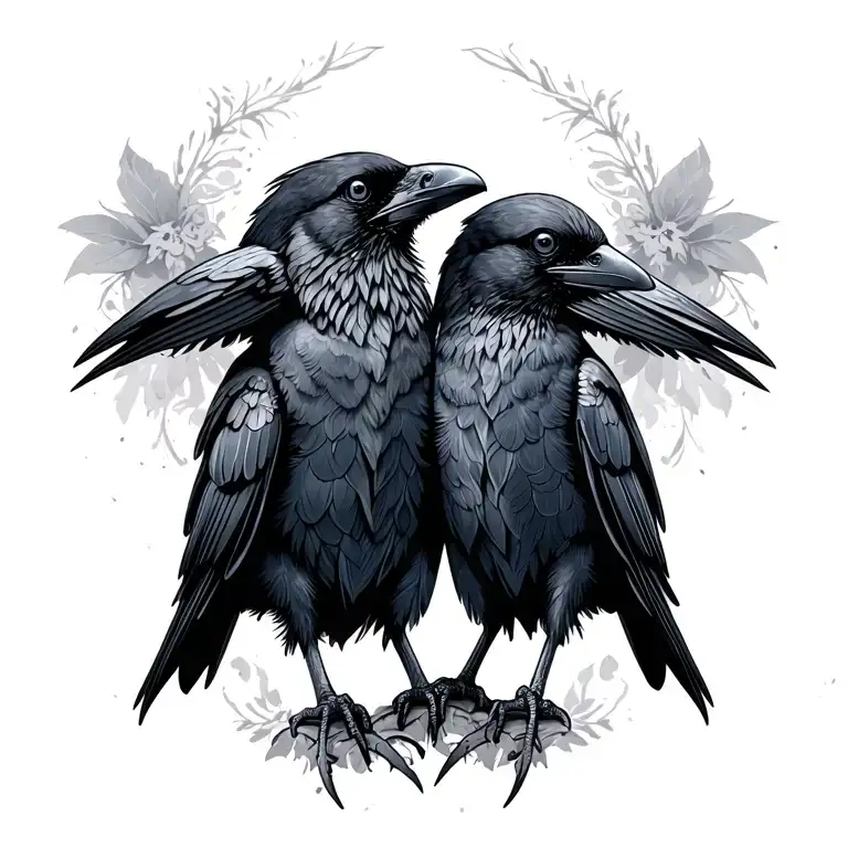 2 headed crow sitting tattoo design idea