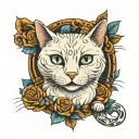 white cat sitting tattoo design idea