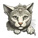 white cat sitting tattoo design idea