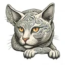 white cat sitting tattoo design idea