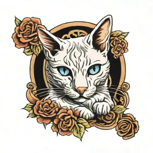 white cat sitting tattoo design idea