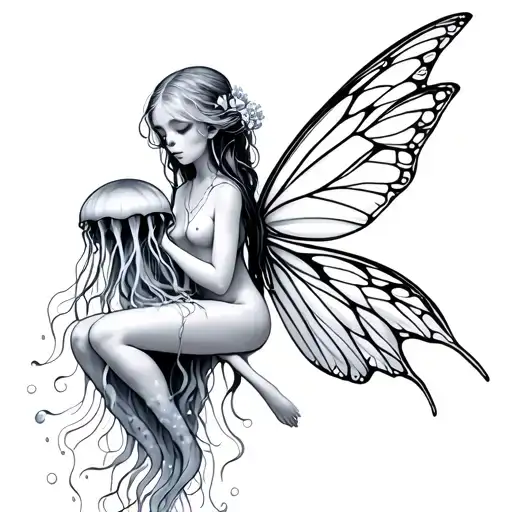 j jellyfish fucking a fairy sitting tattoo design idea