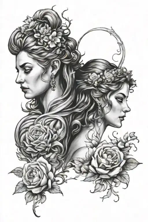Persephone and Hades tattoo design idea