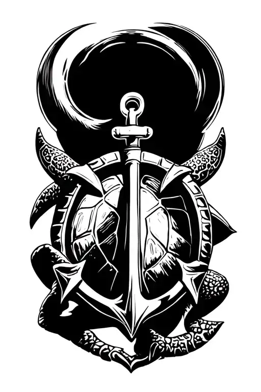shellback turtle with a anchor tattoo design idea