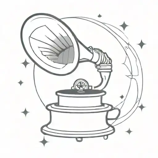 galaxy gramophone tattoo design idea