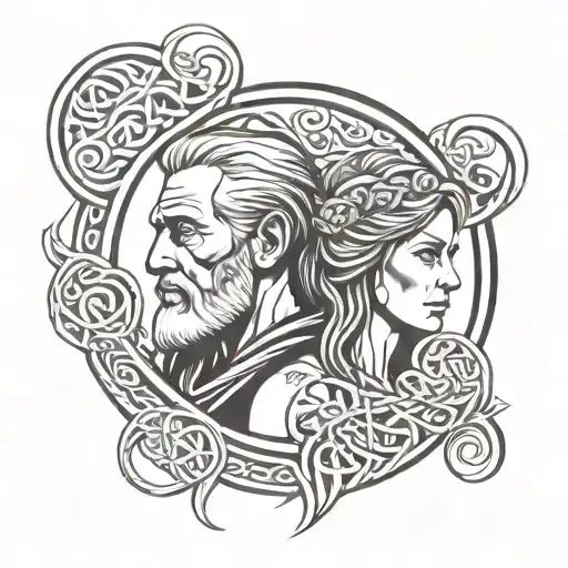 Celtic Father Daughter tattoo design idea
