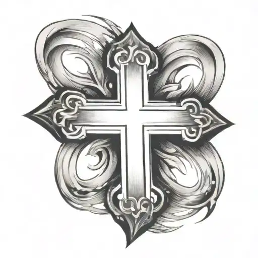 a simple cross with a black border and white inside tattoo design idea