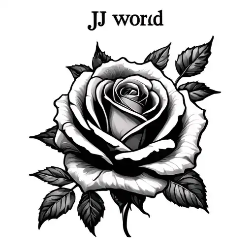 darker shade rose with the words JJ world on the top tattoo design idea