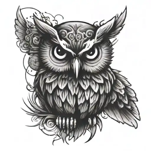 owl grenade tattoo design idea