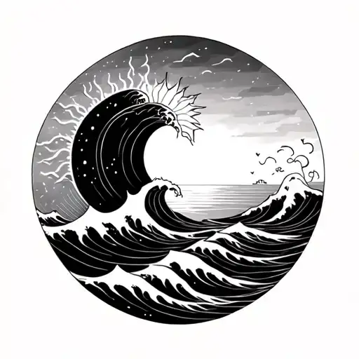 Mix a sea wave with the sun (as if they were in love and united) and an infinity tattoo design idea