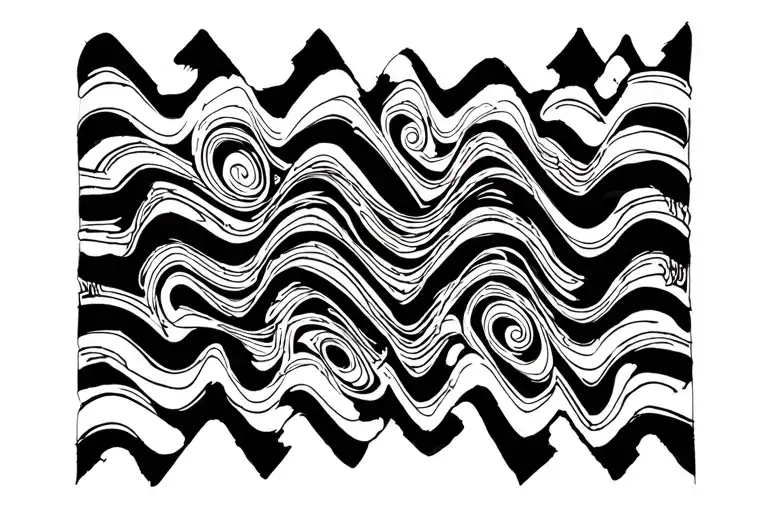 trippy curvy zig zag pattern art tattoo design idea