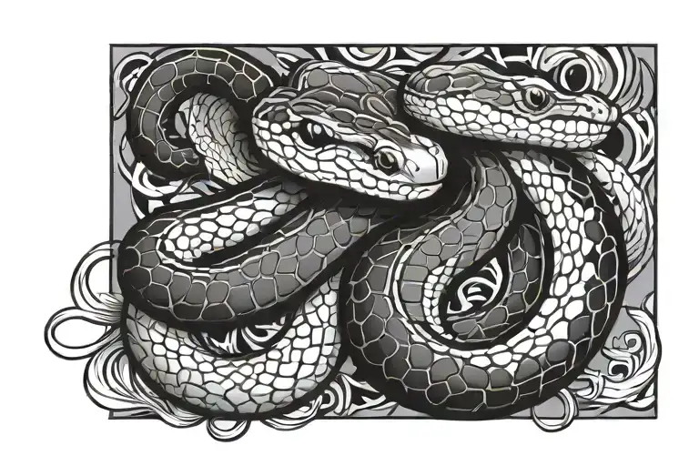 Snake that is half corn snake and half ball python tattoo design idea