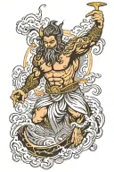 Zeus holding a lightning bolt tattoo design idea