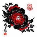 black with red accents style no shading outlines only tattoo design idea