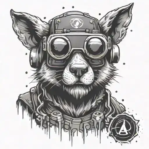 Illustrate a scene where the Besiktas FC mascot is immersed in a virtual reality game inspired by Half-Life, capturing the client's love for both passions in a unique and captivating way tattoo design idea