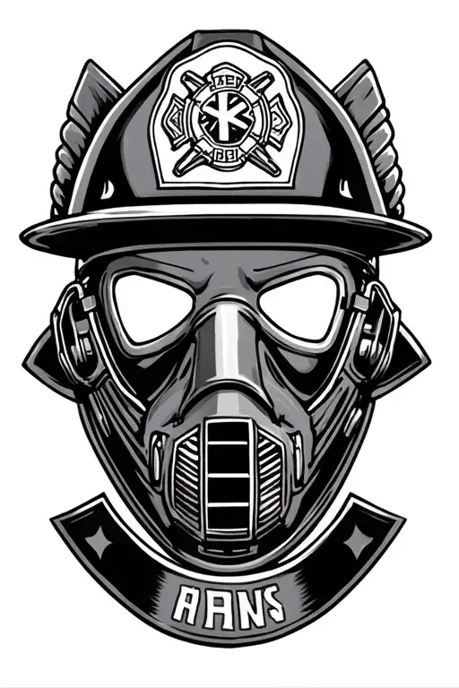 firefighter mask on Maltese cross tattoo design idea