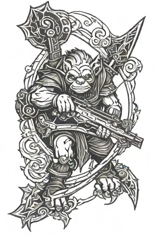 world of warcraft troll hunter marksmanship bow tattoo design idea