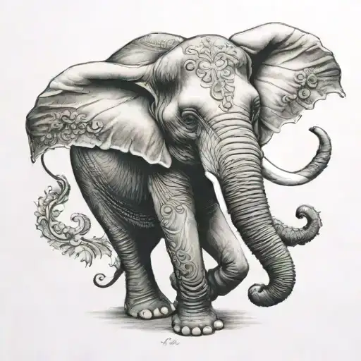 thai Elephant tattoo design idea