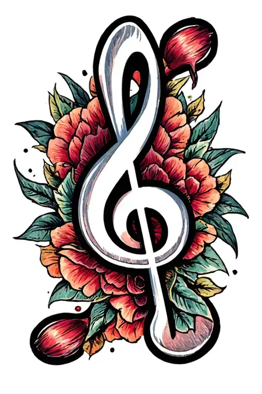 treble clef bass clef tattoo design idea