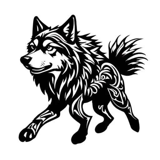 "shadow pack" wolf running tattoo design idea