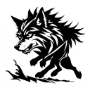 "shadow pack" wolf running tattoo design idea
