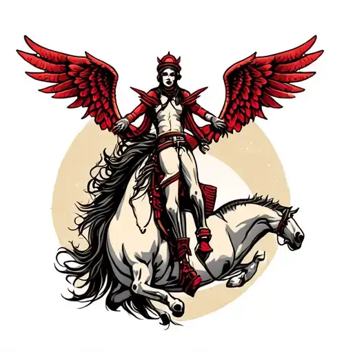 demon wings on a horse tattoo design idea