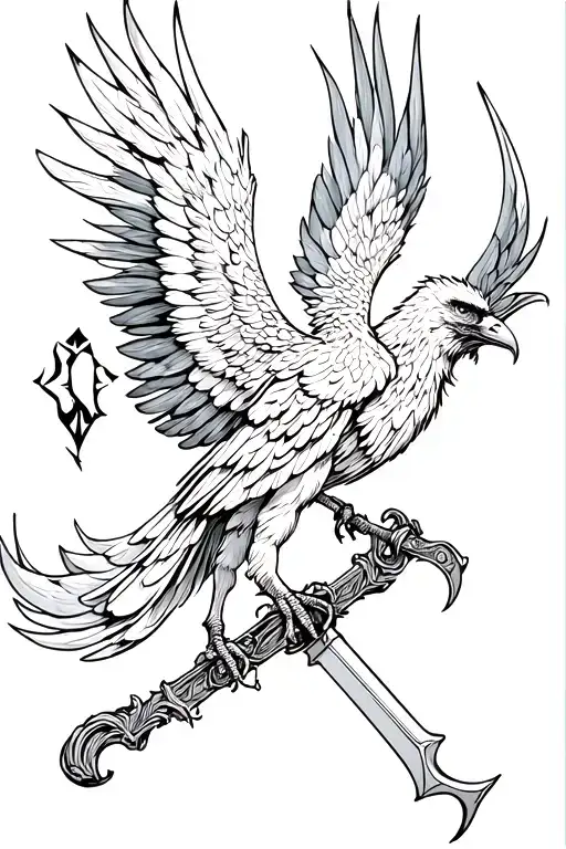 phoenix carrying a halligan bar tattoo design idea