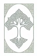 a simple solid black cross in the center of a celtic tree of life. located on the forearm tattoo design idea