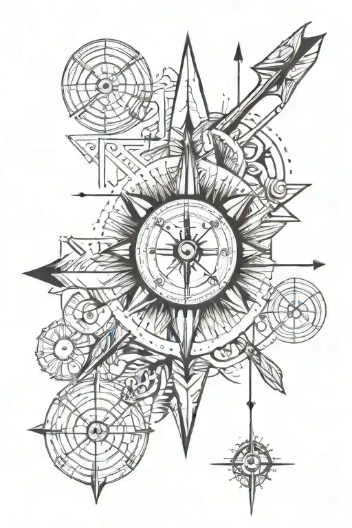 arrow with compass tattoo design idea