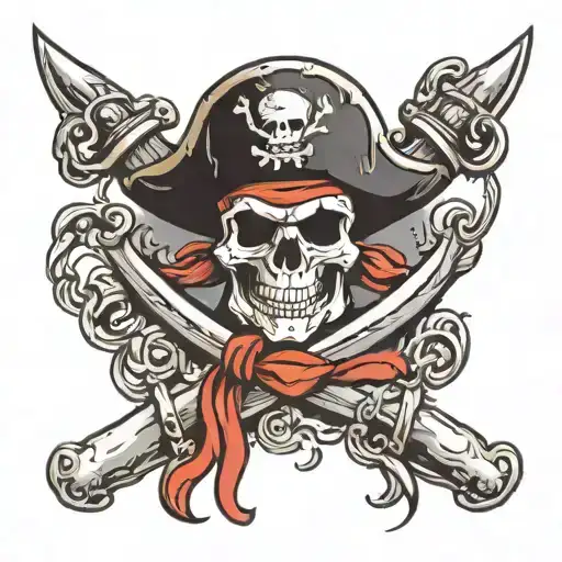 "Create a detailed image of a pirate flag featuring the iconic 'Jolly Roger' design.  tattoo design idea