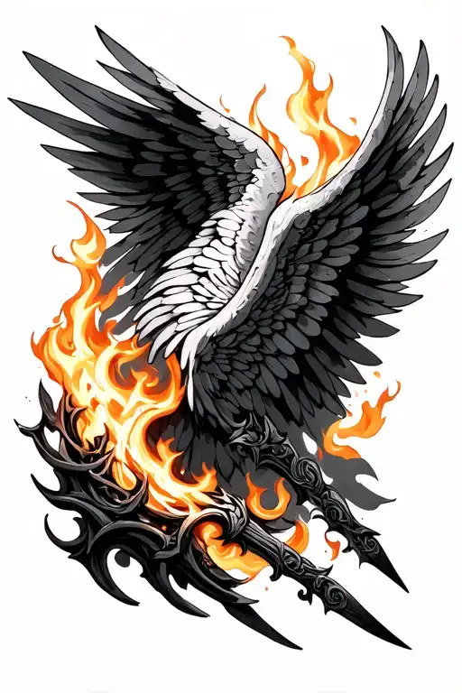 graveyard blades wing bifrost fire tattoo design idea