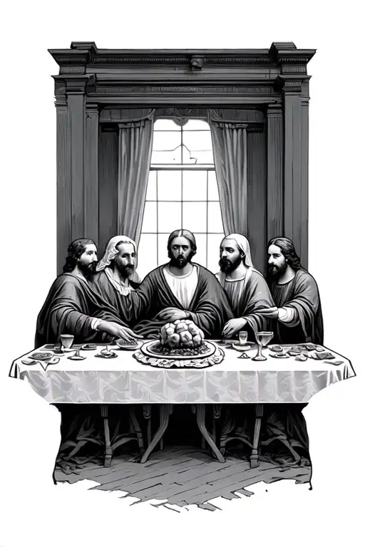 last supper table tattoo design idea