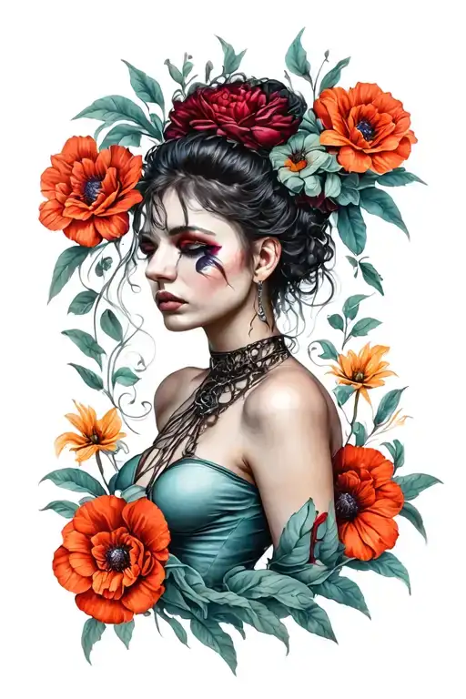 bdsm submissive slave woman tattoo design idea