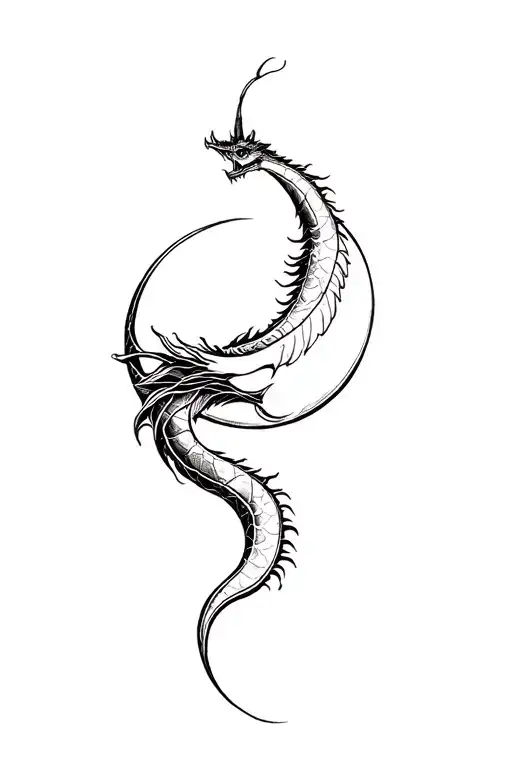 Dragon and Moon tattoo design idea