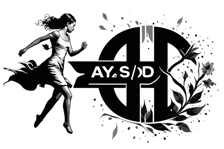I want a combination of the Dyslexia sign and ADD disorder tattoo. I want the tattoo to resemble a woman running around  tattoo design idea