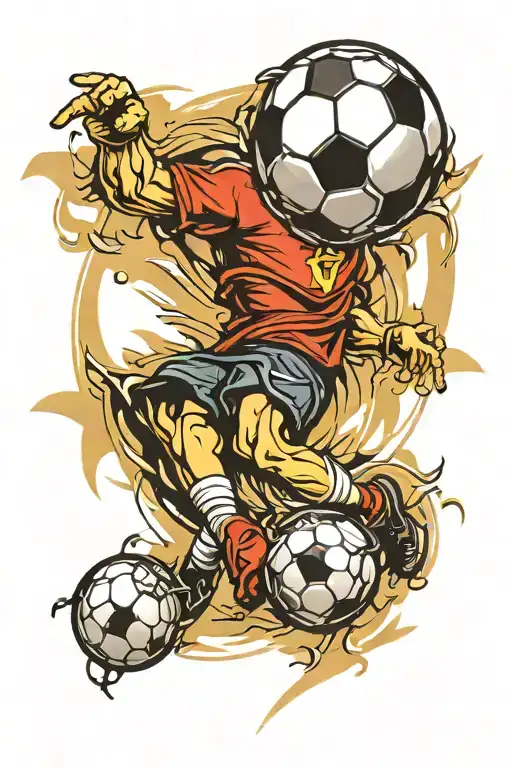 ball soccer logo merged tattoo design idea