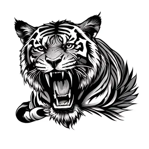 Indian tiger scary and a fiji arm band tattoo design idea