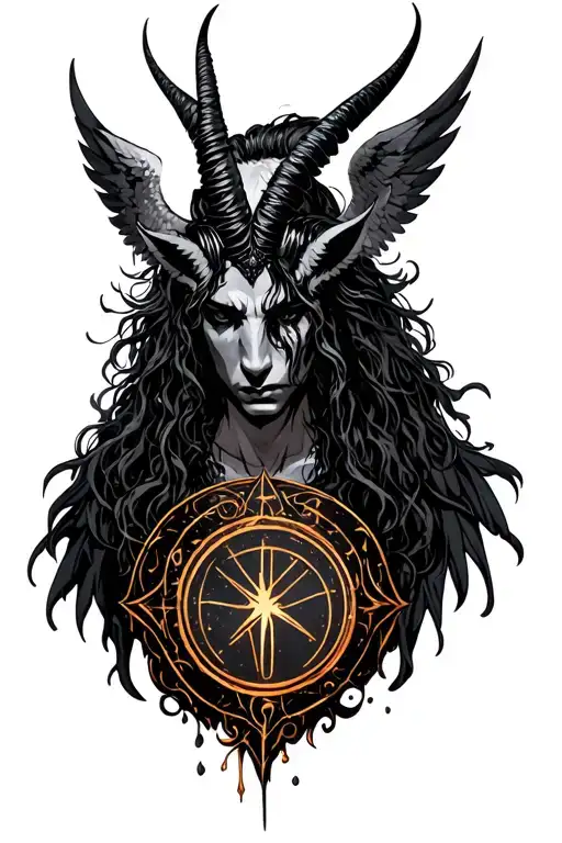 arcangel Uriel with capricorn zodiac sign tattoo design idea